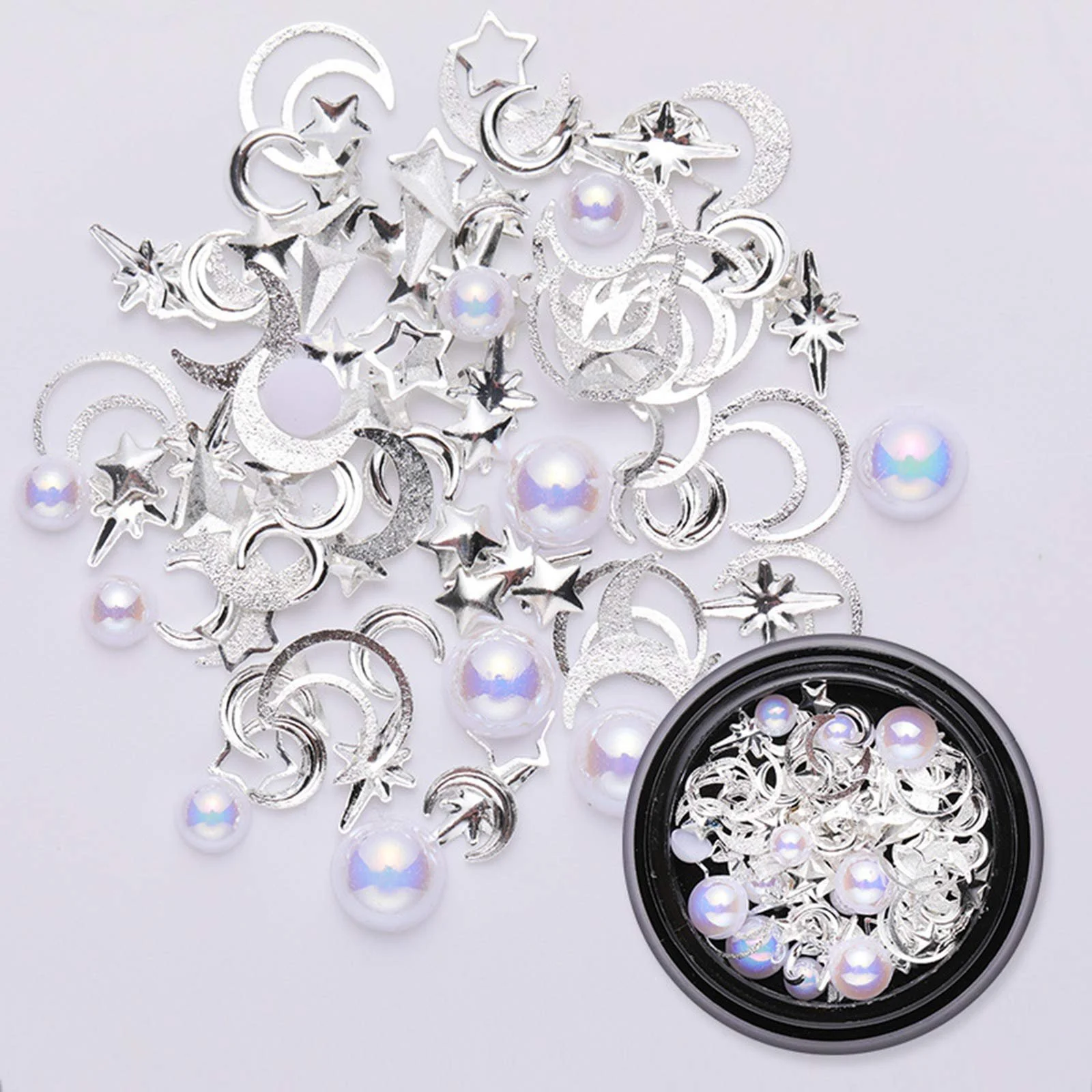 Набір для нігтів з діамантами 2 коробки, змішані заклепки, великі перлини, фото №6