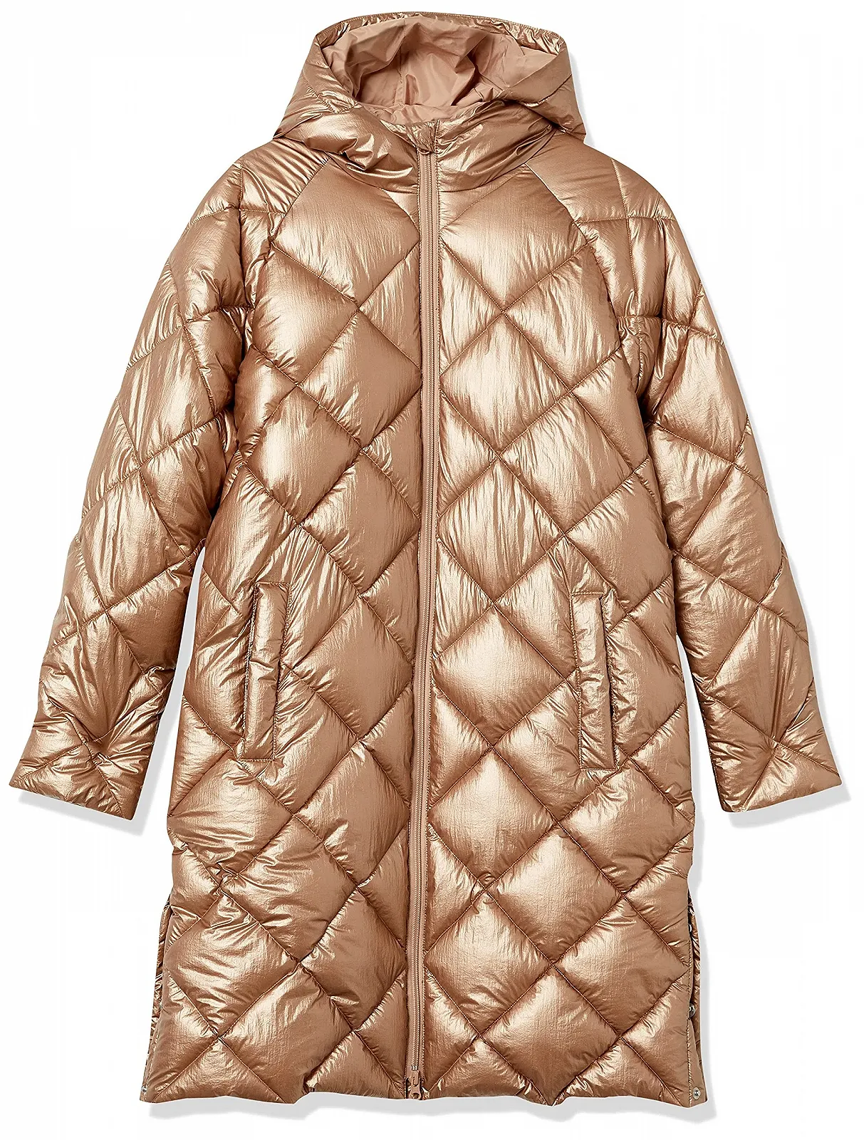 Женское зимнее пальто-пуховик Amazon Essentials до колена с ромбовидной прошивкой и капюшоном, фото №5