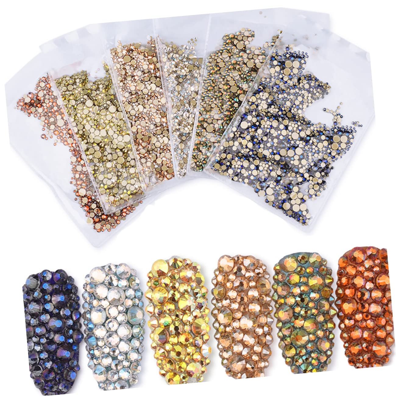 Стрази tastynails для манікюру 2880 шт, різних розмірів, 3D блискітки, плоскі, фото №4