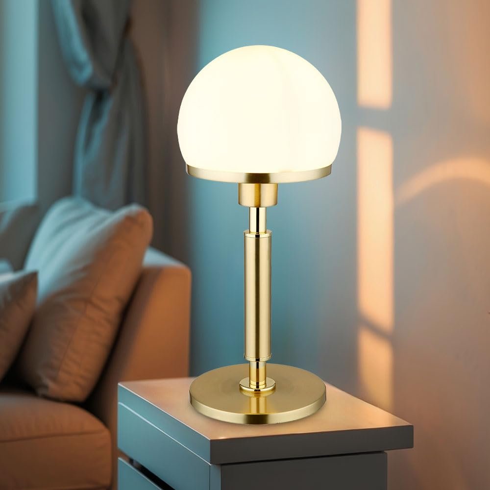 Настольная лампа гриб металлическая стеклянная 1x E27 Диаметр 18 x 40 см Brass-Coloured, фото №2