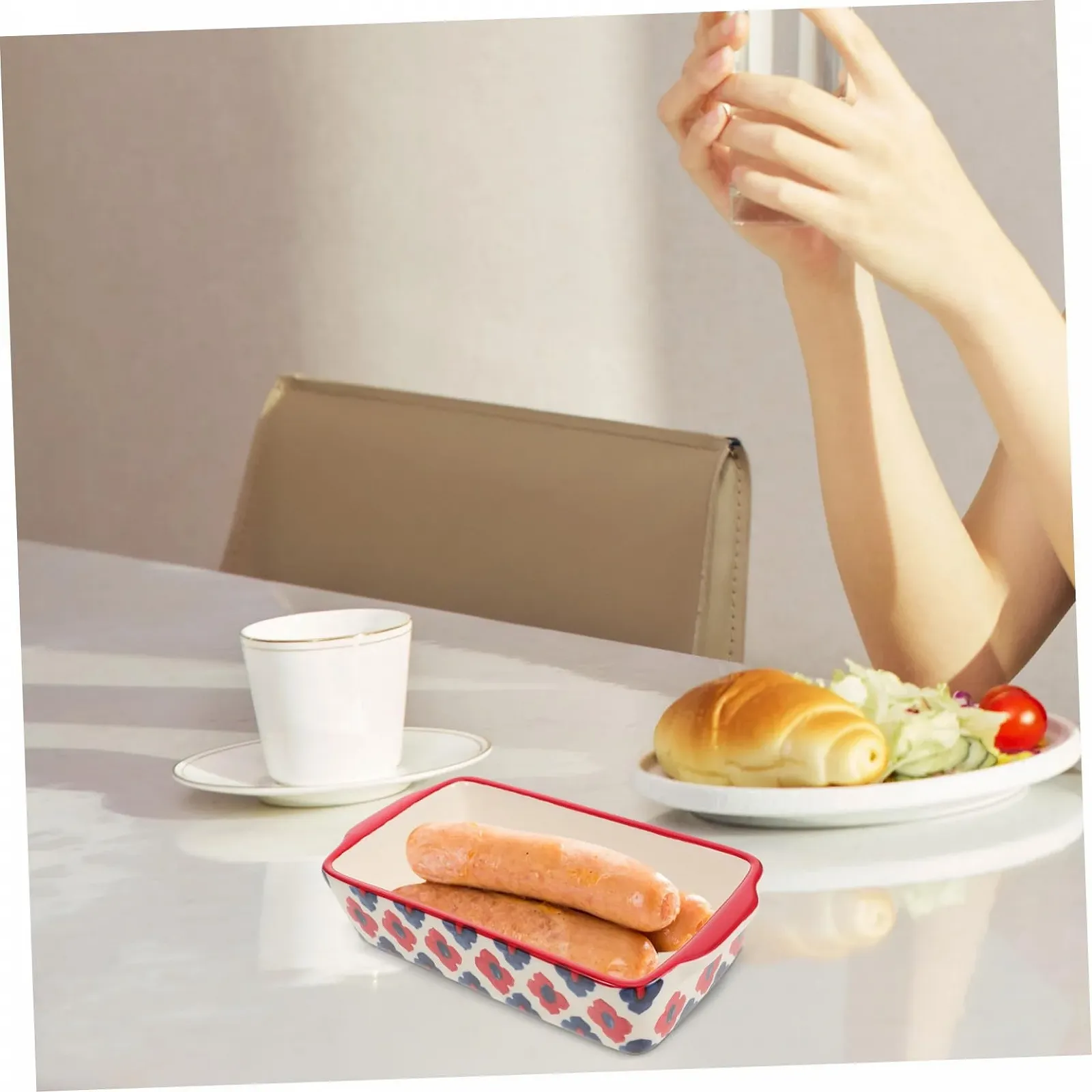 Форма для запекания TOYANDONA Керамическая прямоугольная с двойными ручками для духовки и микроволновой печи, фото №9