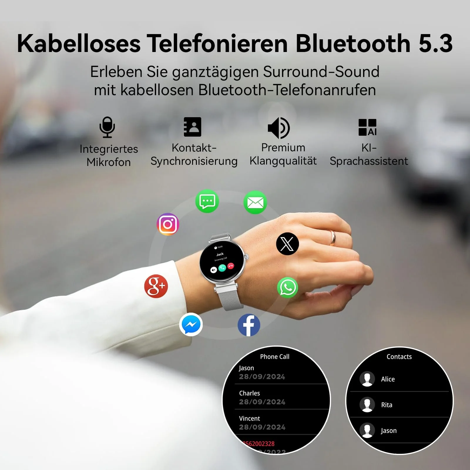 Смартгодинник Bebinca Жіночий Функція телефона, 1.32 Дюйми HD Квадратний, фото №2