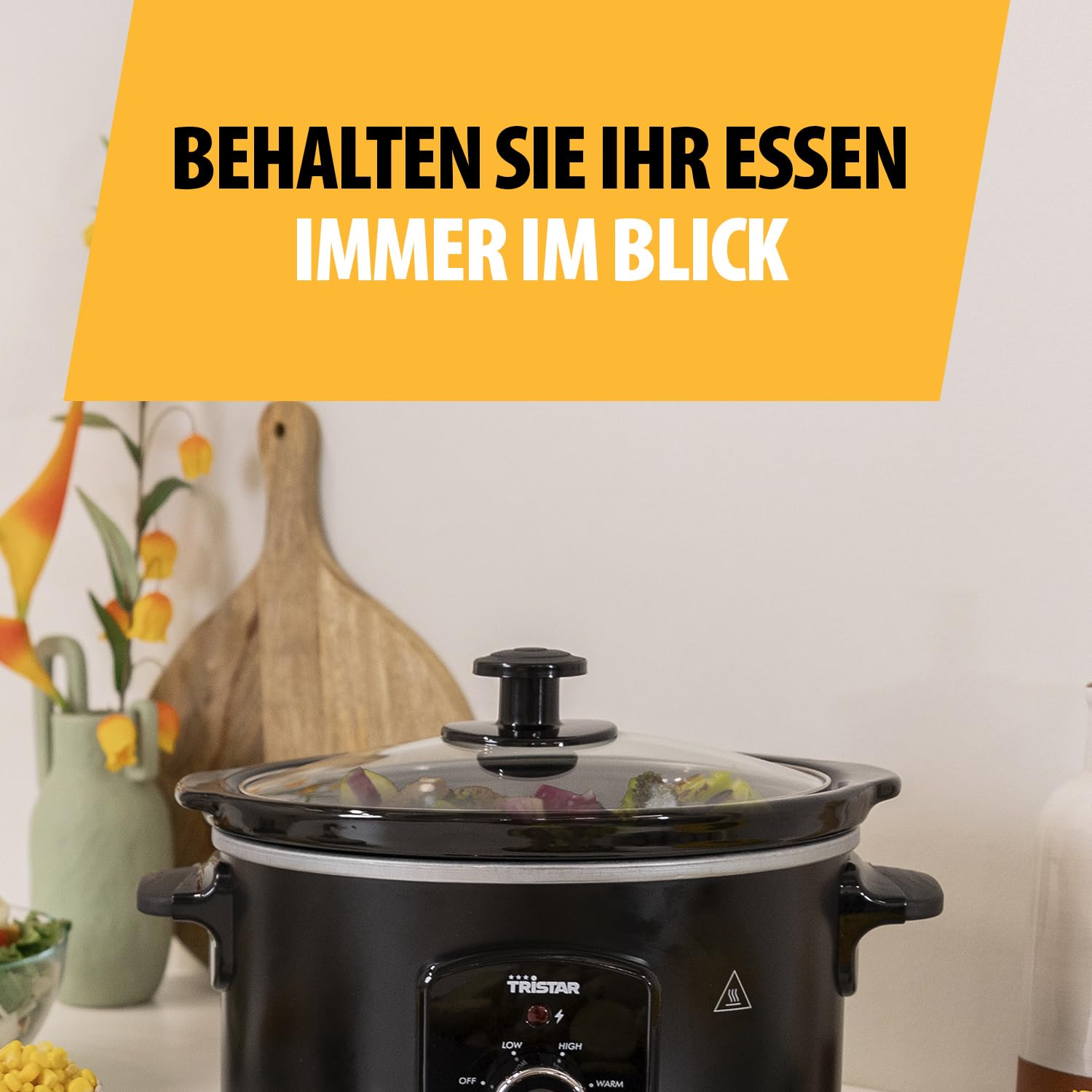 Мультиварка VS-3915 Повільноварка Нержавіюча сталь Керамічна чаша 2 налаштування тепла і функція підігріву 3,5 л, фото №4