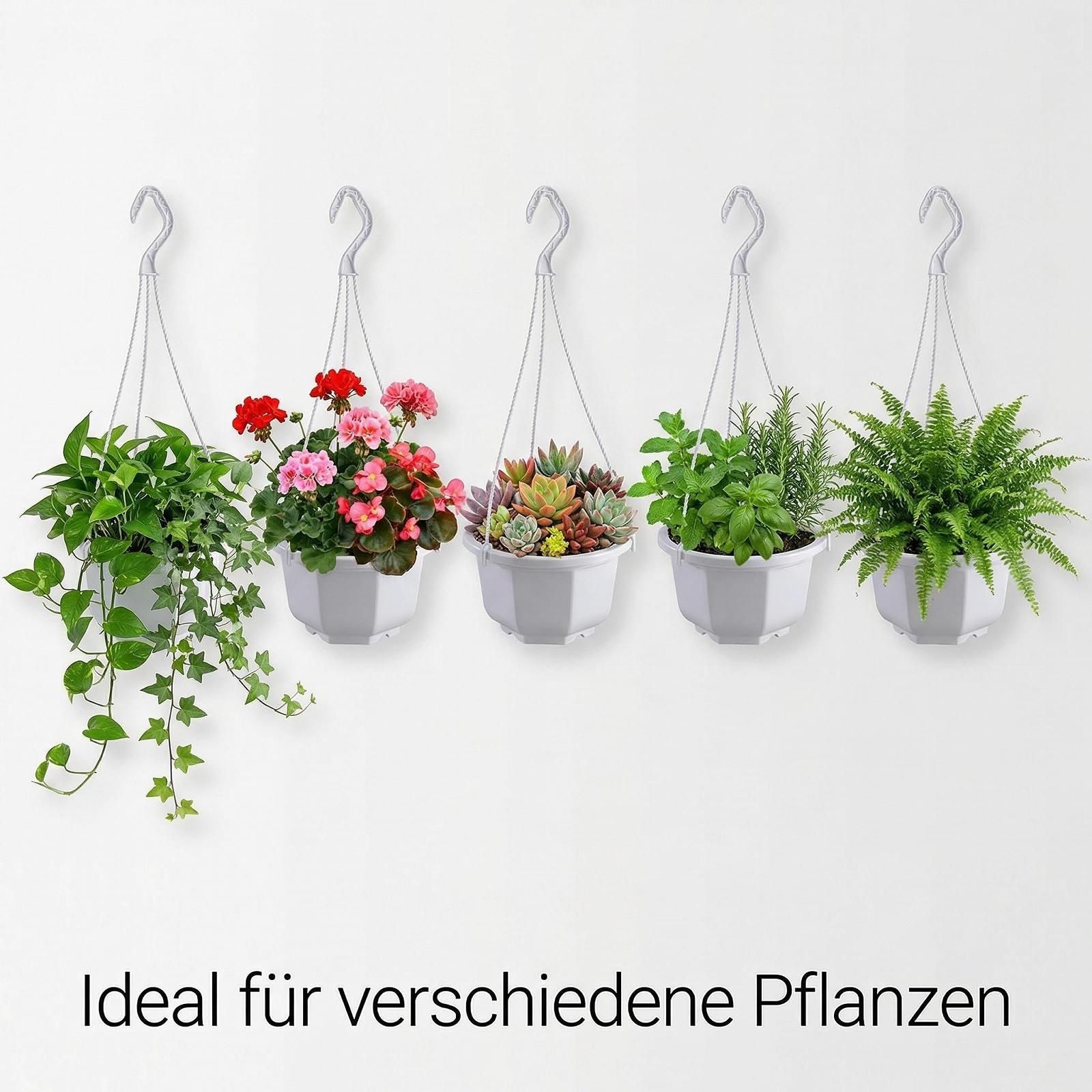 Подвесные горшки для цветов Yardwe пластиковые с крючками, белые, 5 шт., фото №4