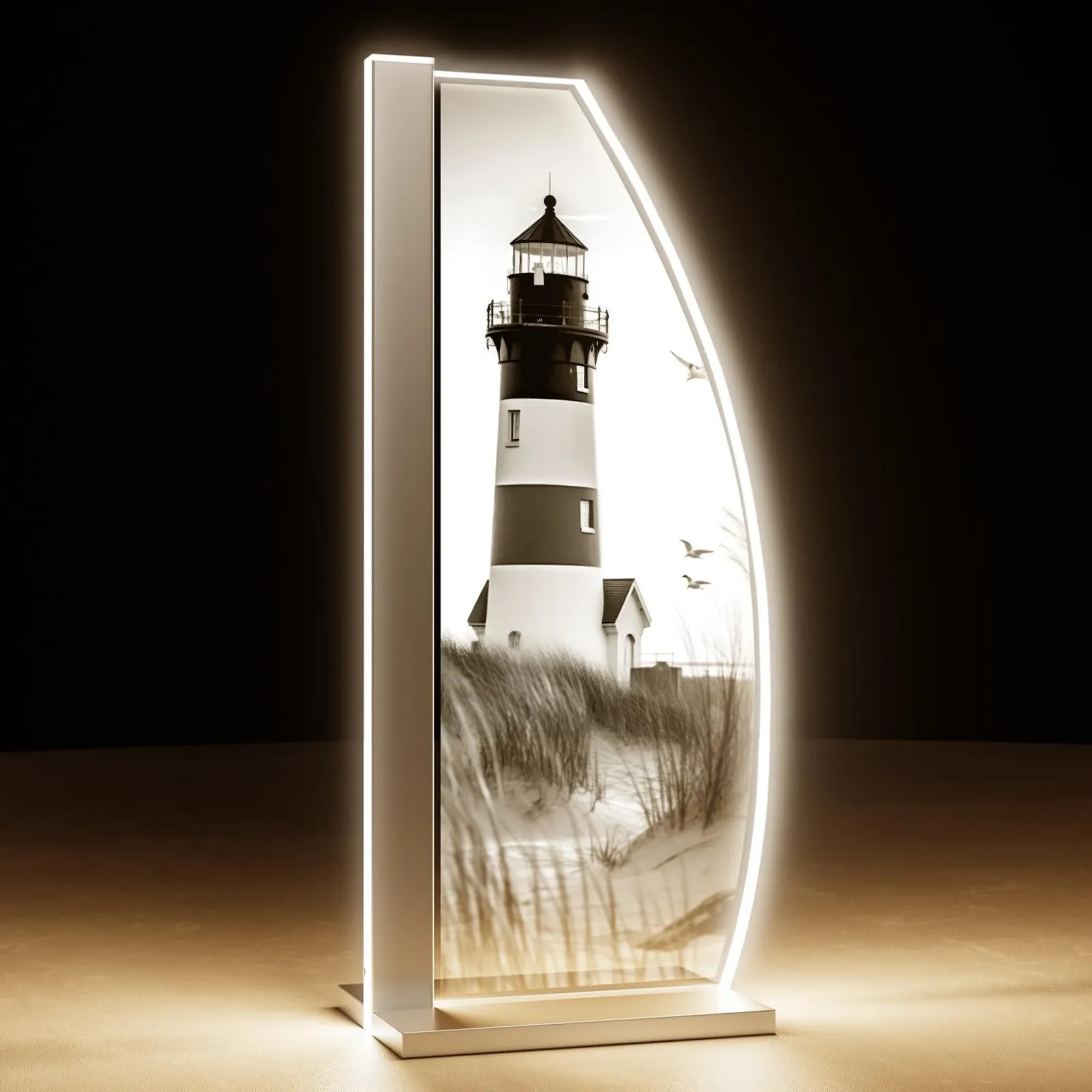 Настільна лампа LED Glass Engraving Lighthouse Sail Сріблястий, фото №1