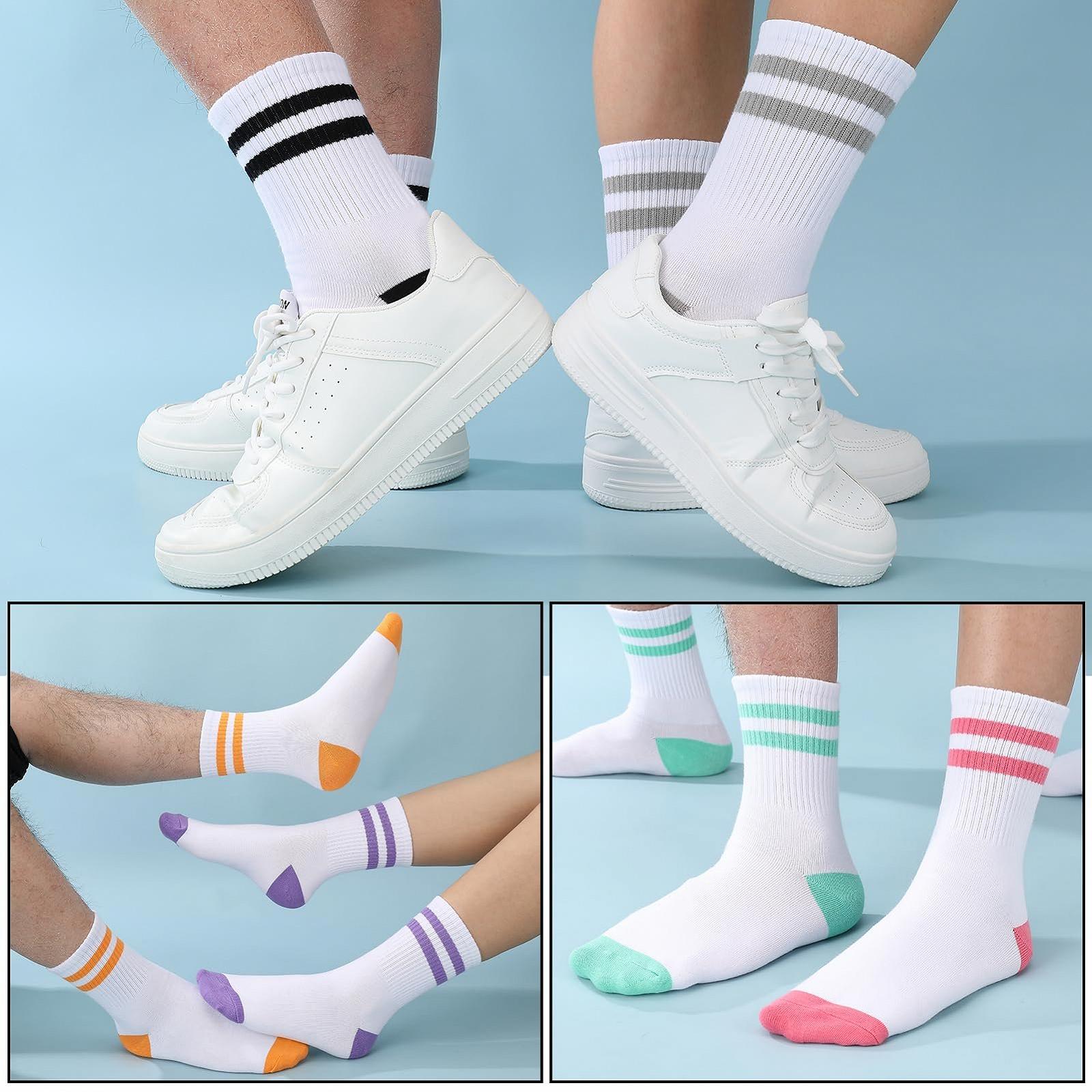 Носки теннисные женские 6 пар, 38-42, носки спортивные хлопковые разноцветные ретро теннисные спортивные носки в полоску, фото №5