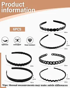 Обруч для волосся Пластик Чорний synthetic.ua - Фото 1