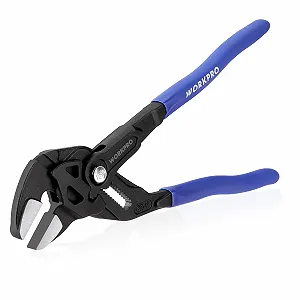 Ключ-плоскогубцы WORKPRO 255 мм, захват до 50 мм, регулируемые плоскогубцы с канавкой без зубцов, высококачественная Cr-V сталь, параллельная конструкция губок с двойными рукоятками, экономящими труд - Фото 1