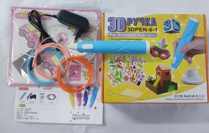 Ручка 3D-6-1 3D 3Д для рисования пластиком ABS и PLA Голубая, фото №3 Ручка 3D-6-1 3D 3Д для рисования пластиком ABS и PLA Голубая, фото №3