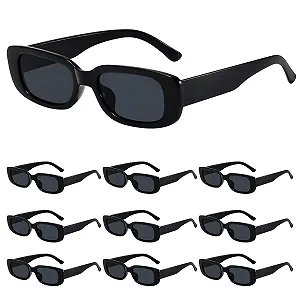 Набір сонцезахисних окулярів Spetsbst, 10 шт., вінтажні, жіночі, чорні, тонкі, прямокутні, модні, 90-х - Фото 1