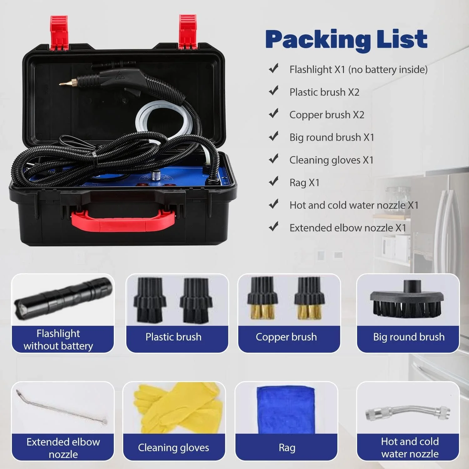 Пароочисник Moongiantgo 1700 W Багатофункціональний ручний безрезервуарний 220 V, фото №7