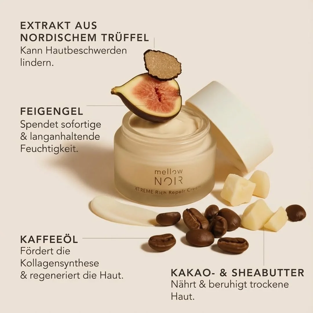 Відновлювальний крем mellow NOIR Xtreme Rich Repair Cream 50 мл насичений зволожувальний для зрілої, сухої, чутливої шкіри, зменшує свербіж та напруження, фото №4 Відновлювальний крем mellow NOIR Xtreme Rich Repair Cream 50 мл насичений зволожувальний для зрілої, сухої, чутливої шкіри, зменшує свербіж та напруження, фото №4