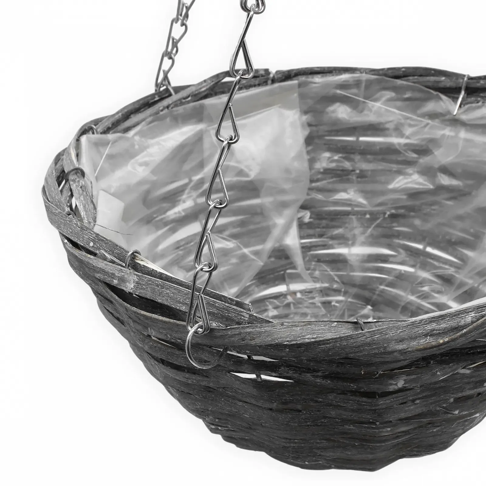 Плетені кошики для підвішування Spetebo Набір 2 шт 29 cm з плівкою та ланцюжком Сірий, фото №3 Плетені кошики для підвішування Spetebo Набір 2 шт 29 cm з плівкою та ланцюжком Сірий, фото №3