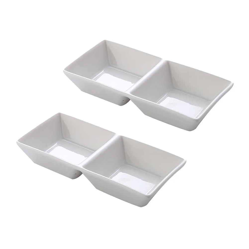 Керамическая тарелка JIHUOO с 2 отделениями Миска для соуса, фото №1 Керамическая тарелка JIHUOO с 2 отделениями Миска для соуса, фото №1