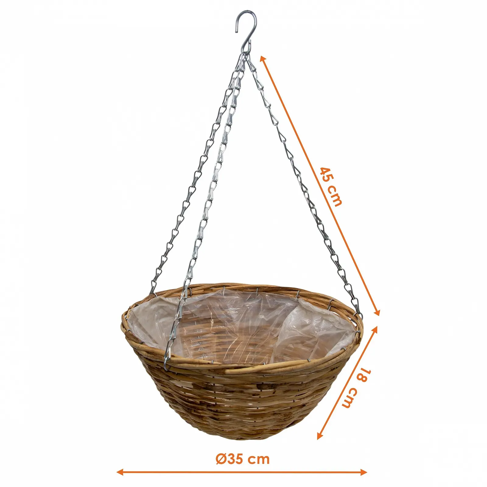 Кошик для рослин підвісний Spetebo 35 см плетений з верби з ланцюжком, фото №2 Кошик для рослин підвісний Spetebo 35 см плетений з верби з ланцюжком, фото №2