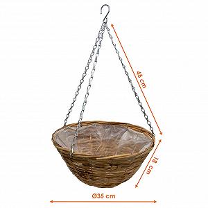 Кошик для рослин підвісний Spetebo 35 см плетений з верби з ланцюжком synthetic.ua - Фото 1