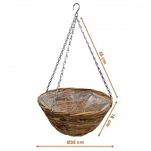 Корзина для растений подвесная Spetebo 35 см плетеная из ивы с цепочкой synthetic.ua - Фото 1