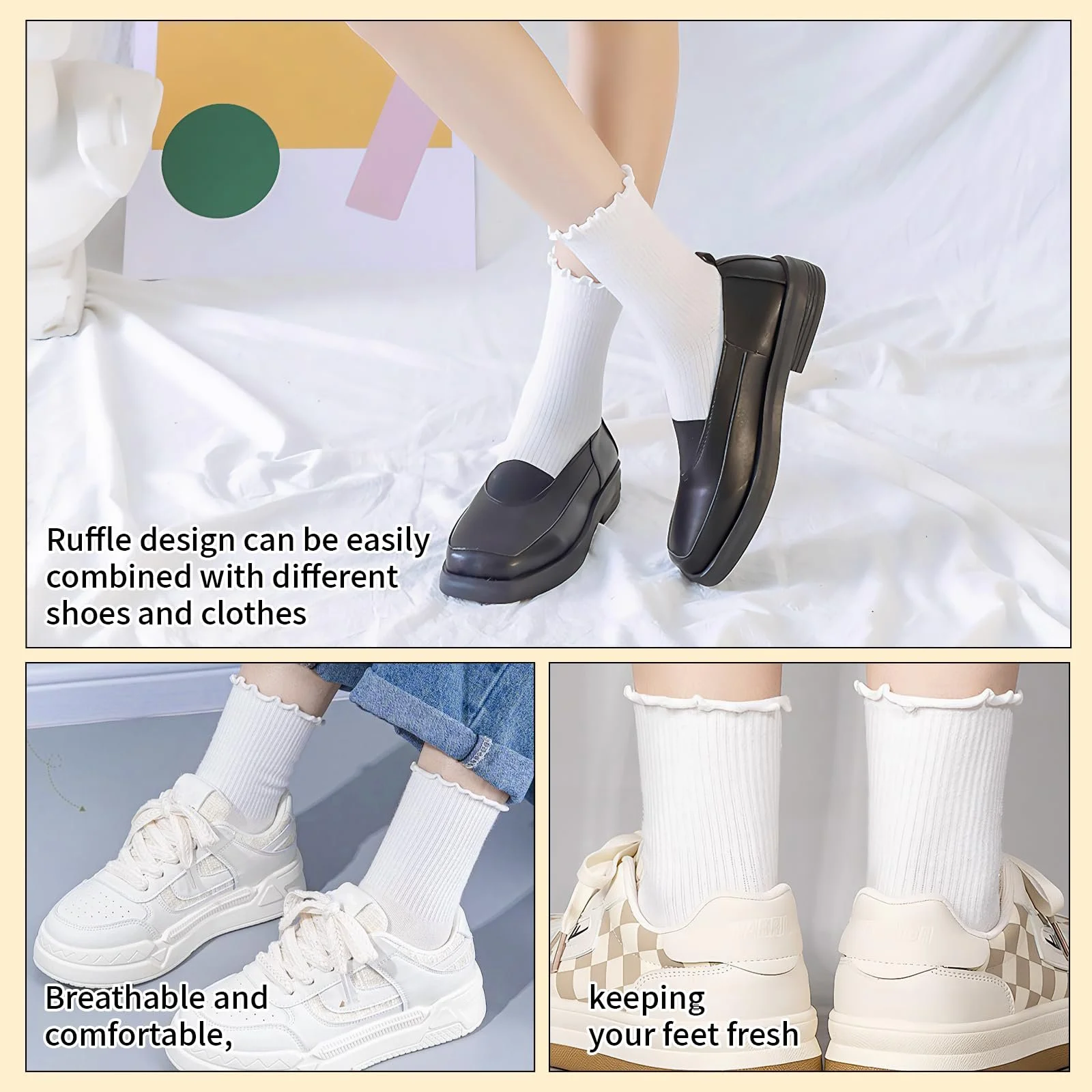 Комплект шкарпеток з рюшами 14 пар, Жіночі, фото №3 Комплект шкарпеток з рюшами 14 пар, Жіночі, фото №3