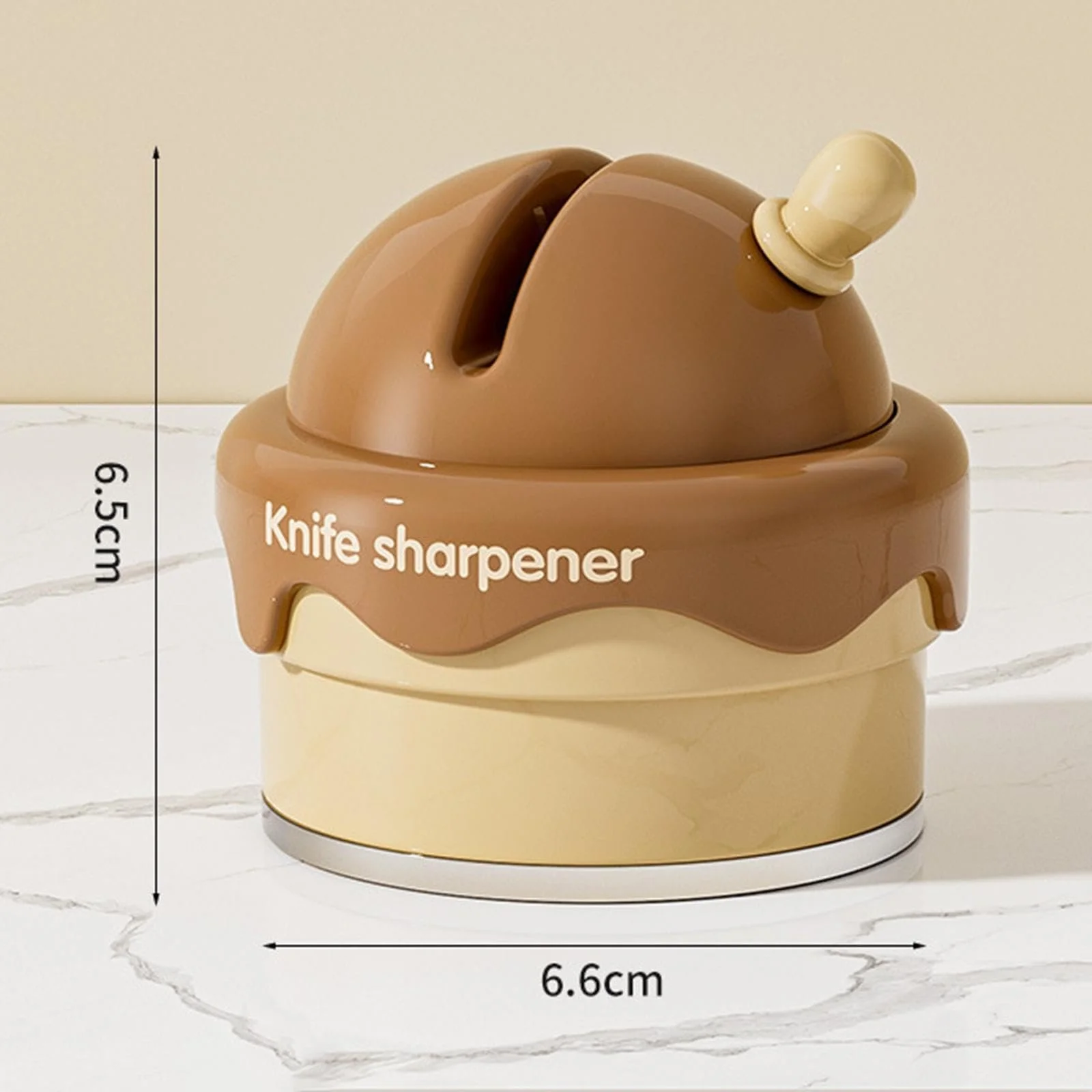 Точилка для ножей на присоске 6.6 x 6.6 x 6.5 cm Коричневая, фото №2