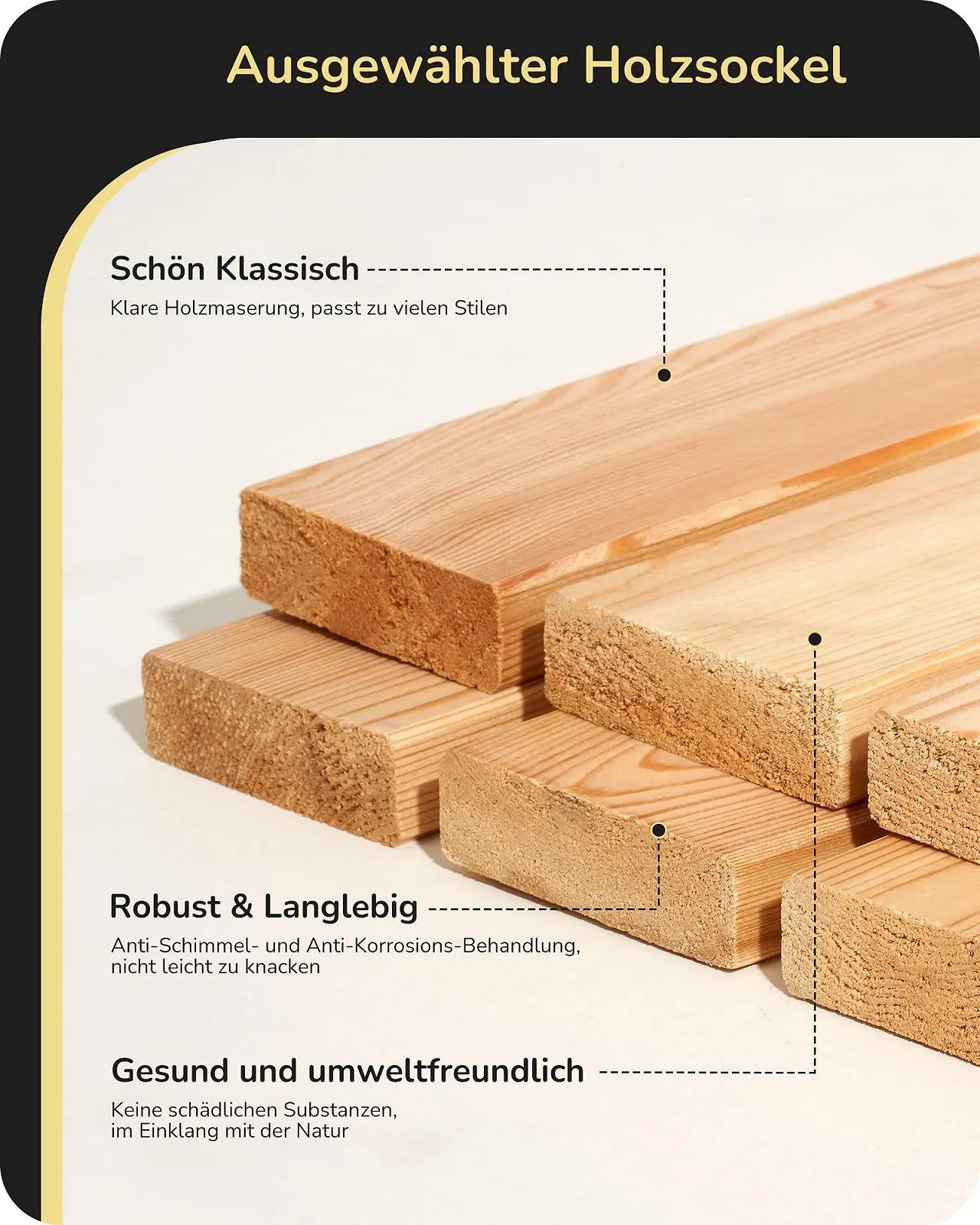 Настільна лампа EDISHINE LED дерев'яна квадратна сенсорна 350 lm Чорна матова, фото №4
