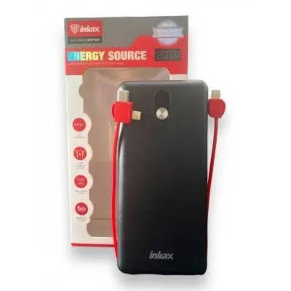 Power bank на один выход 3 шнура 20000 mAh INKAX PV-53 Черный с красным, фото №1 Power bank на один выход 3 шнура 20000 mAh INKAX PV-53 Черный с красным, фото №1