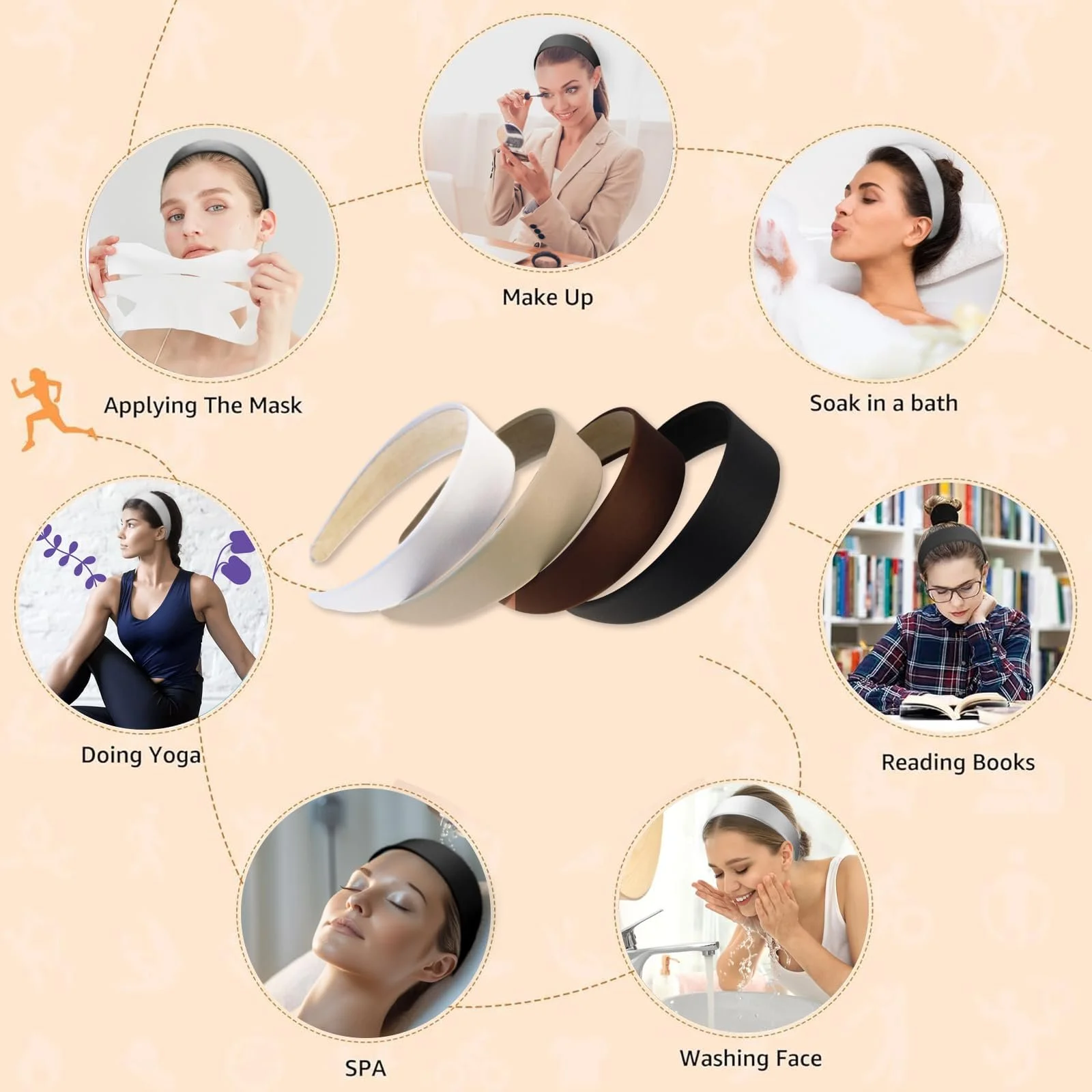 Обруч для волосся Satin, 4 шт, фото №5