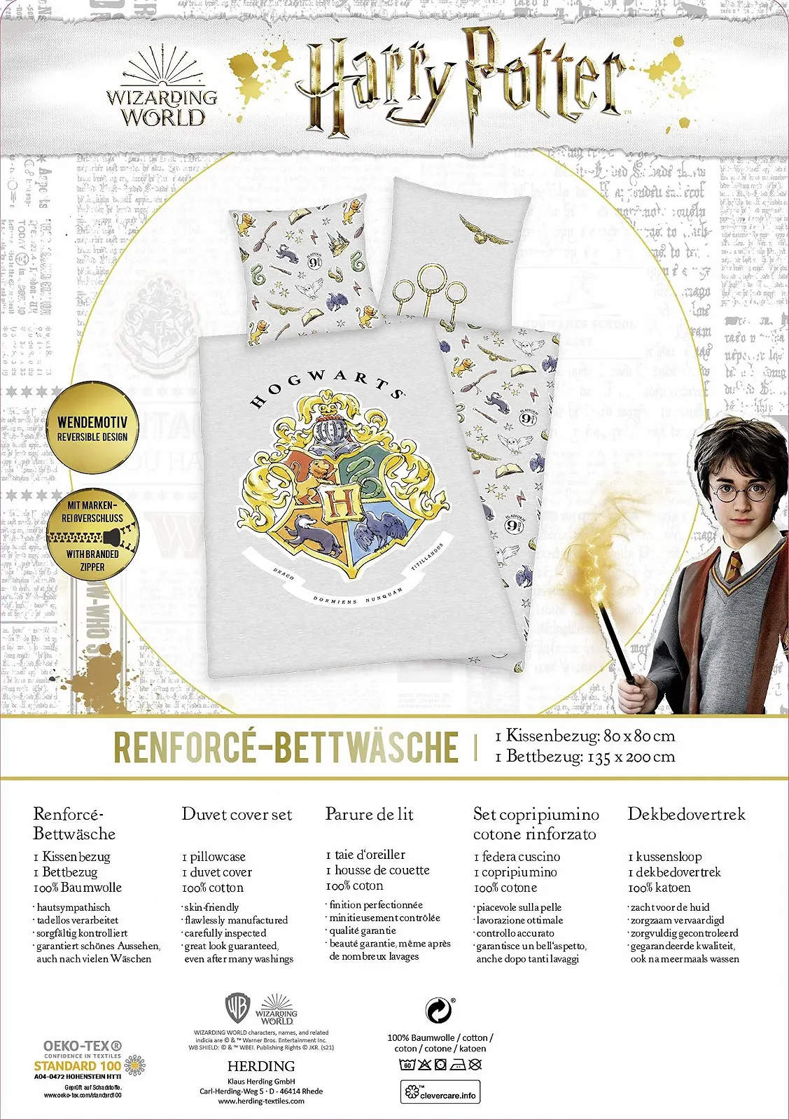 Комплект детского постельного белья Herding Harry Potter 135 x 200 см 100% хлопок/Renforcé Grey, фото №6