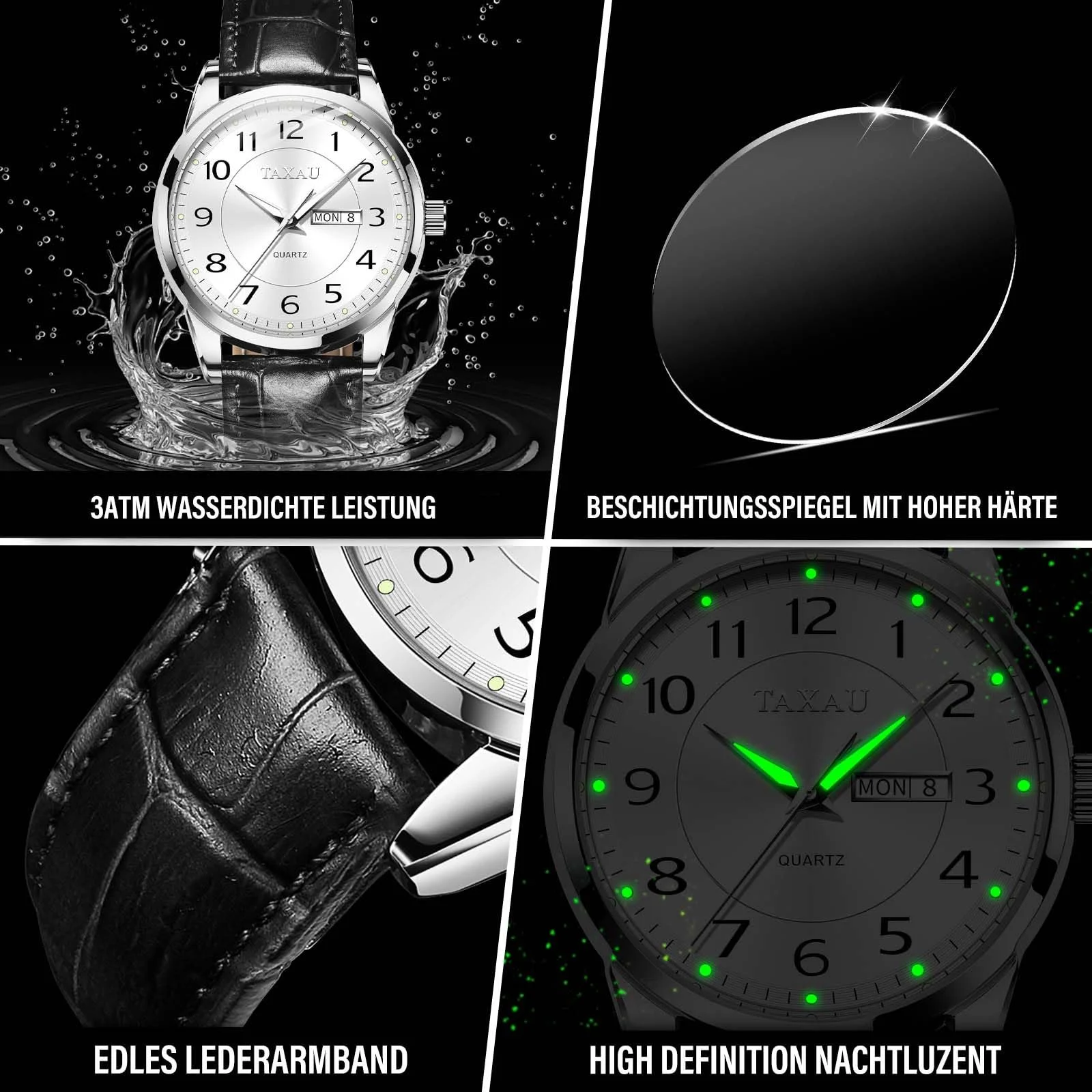 Класичний шкіряний годинник для чоловіків Аналоговий кварцовий Великий циферблат, фото №4 Класичний шкіряний годинник для чоловіків Аналоговий кварцовий Великий циферблат, фото №4