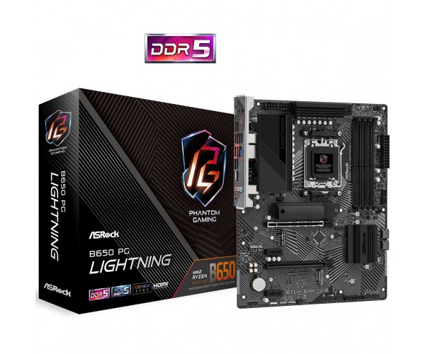Материнська плата ASRock B650 PG LIGHTNING (AM5/B650, 4*DDR5, 2xPCIex16 HDMI 4xSATAІІІ 3xM.2, 2.5GLan, 7.1ch, ATX, фото №5
