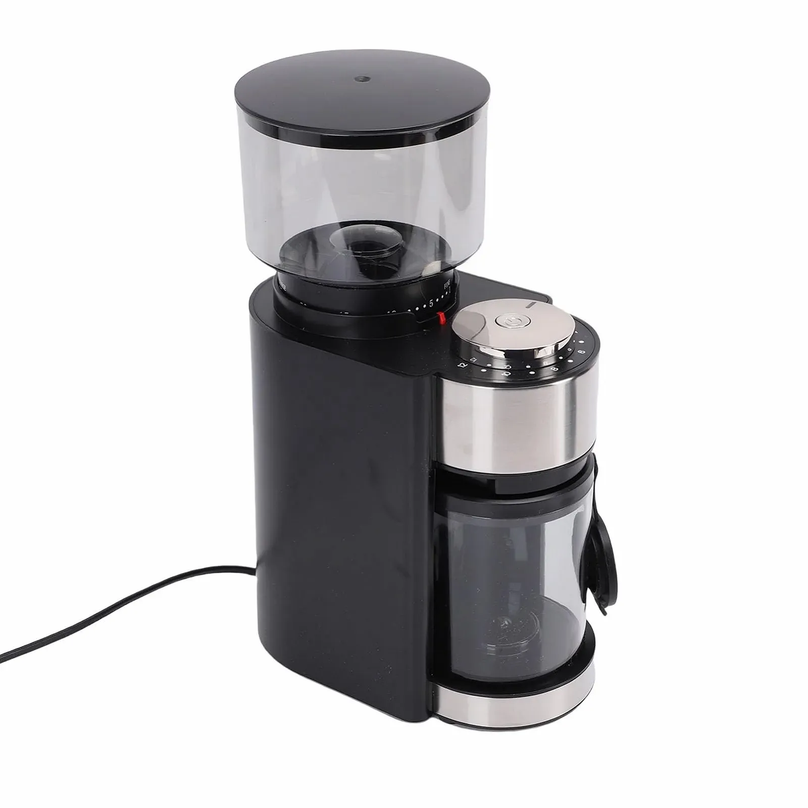Електрична кавомолка жорнова, кавомолка з регульованими конічними жорнами з нержавіючої сталі, контейнер для зерен 250 г, електрична жорнова для домашнього використання, 19 x 11.9 x 29 см (EU Plug), фото №5