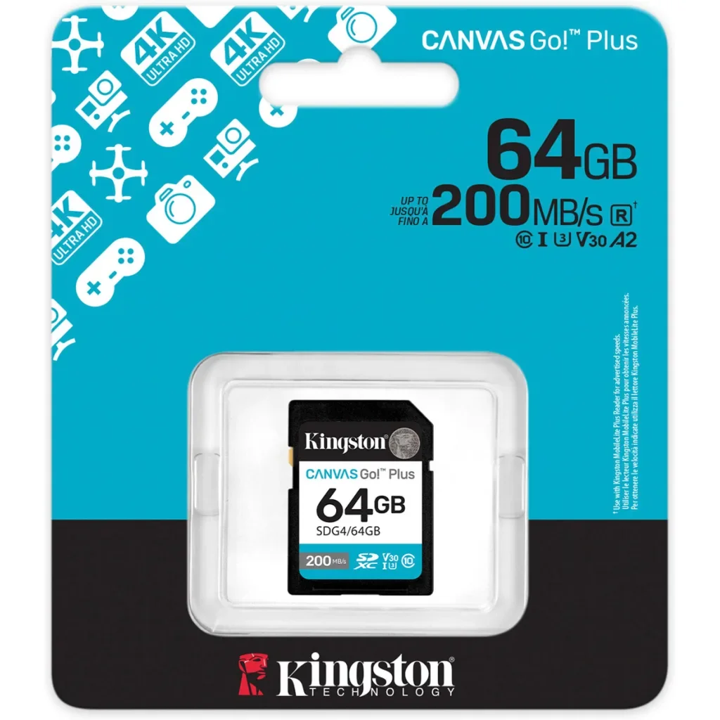 Карта памяти Kingston 64GB SDXC сlass 10 UHS-I U3 V30 Canvas Go Plus G4 (SDG4/64GB), фото №3