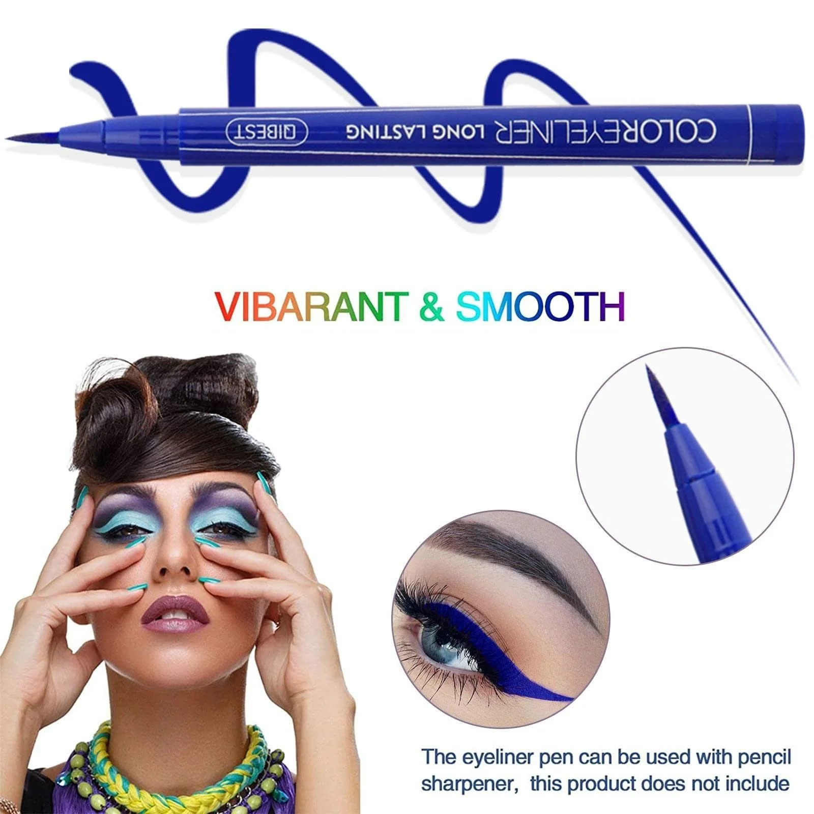 Жидкая Подводка Для Глаз Водостойкая 9 Цветов Синий (E,), фото №4 Жидкая Подводка Для Глаз Водостойкая 9 Цветов Синий (E,), фото №4