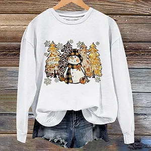 Женская Толстовка Рождественская С открытыми Плечами Длинный Рукав С открытыми Плечами Милый Принт Ёлки и Снежинок Туника Свитер synthetic.ua - Фото 1