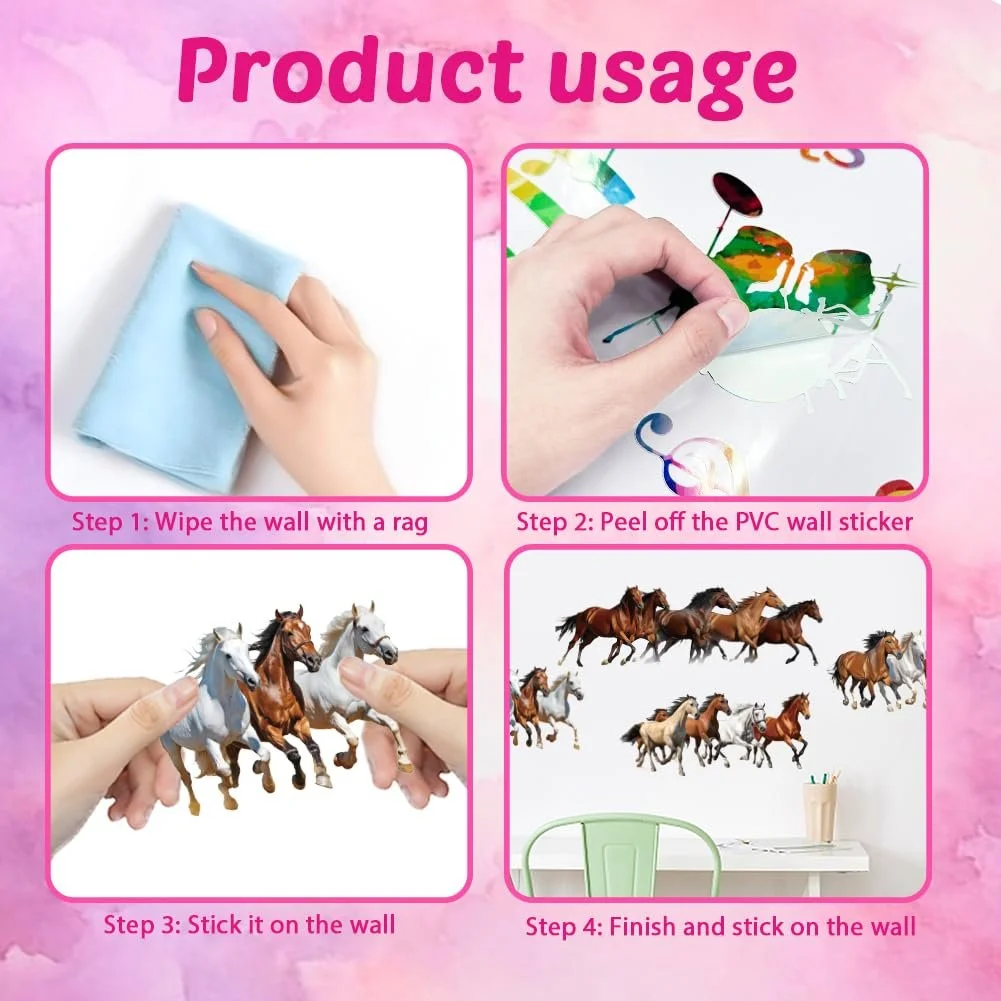 Наклейки на стіну SUPERDANT Horses Herd 3 листи Вінілові Водонепроникні, фото №6 Наклейки на стіну SUPERDANT Horses Herd 3 листи Вінілові Водонепроникні, фото №6