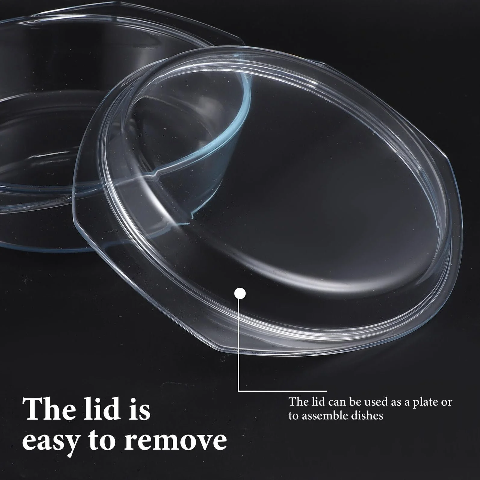 Форма для запекания TOYANDONA стеклянная прозрачная с крышкой термостойкая круглая, фото №7