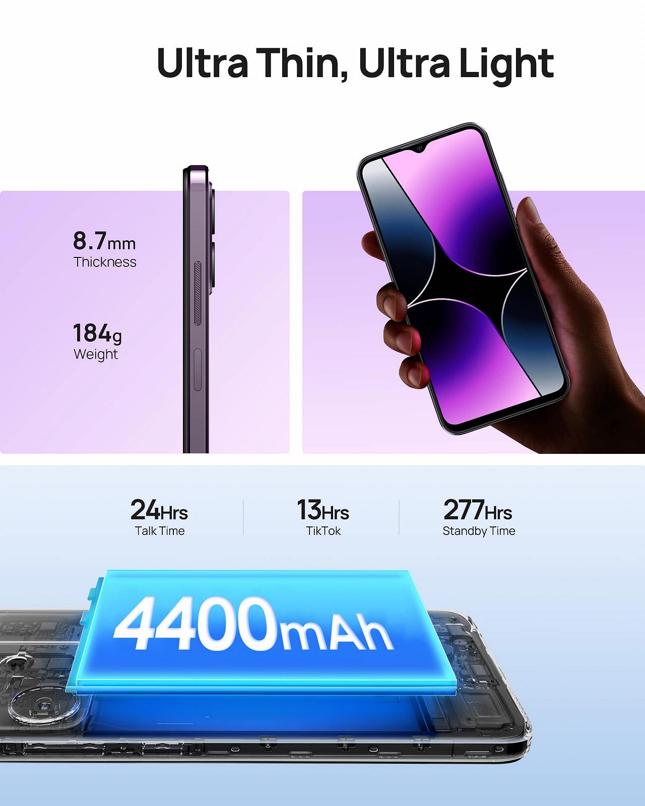 Смартфон Ulefone Note 16 Pro 12GB + 128GB 6.52 дюйма HD+ 50MP + 8MP Dual Camera 4400mAh Black, фото №5