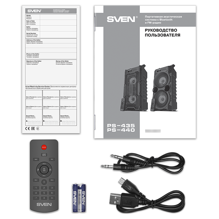 Колонка SVEN PS-435 Black 20W TWS Bluetooth FM USB microSD LED-display RC 2x2000mA*h), фото №4