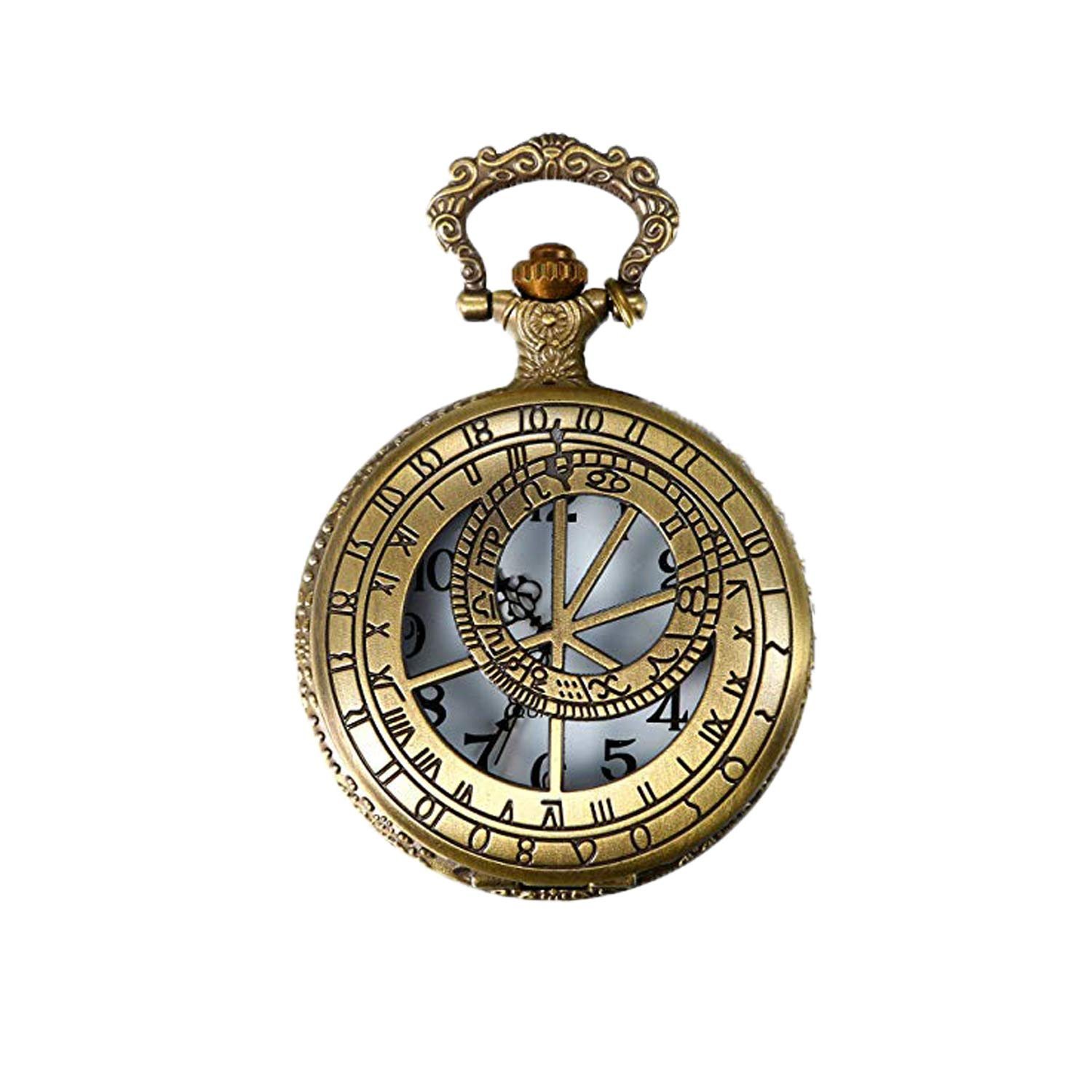 Кишеньковий годинник JewelryWe Ретро Royal Flush / Компас / Квіти / Дзвінок / Мотоцикл Бронзовий, фото №1