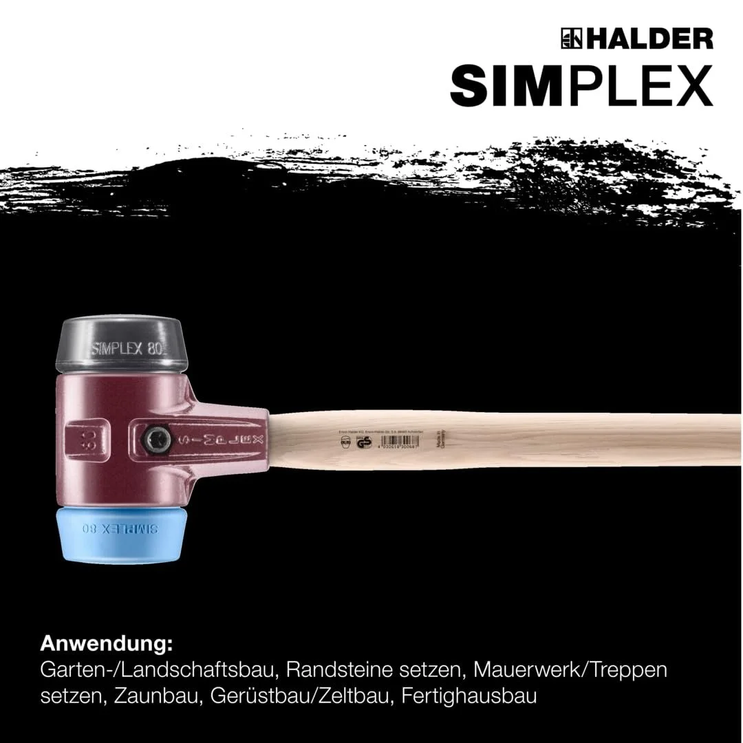 Кувалда Simplex 3012.081 TPE-м'яка / гумова суміш з корпусом з ковкого чавуну та ручкою з гікорі 80 мм, фото №2 Кувалда Simplex 3012.081 TPE-м'яка / гумова суміш з корпусом з ковкого чавуну та ручкою з гікорі 80 мм, фото №2