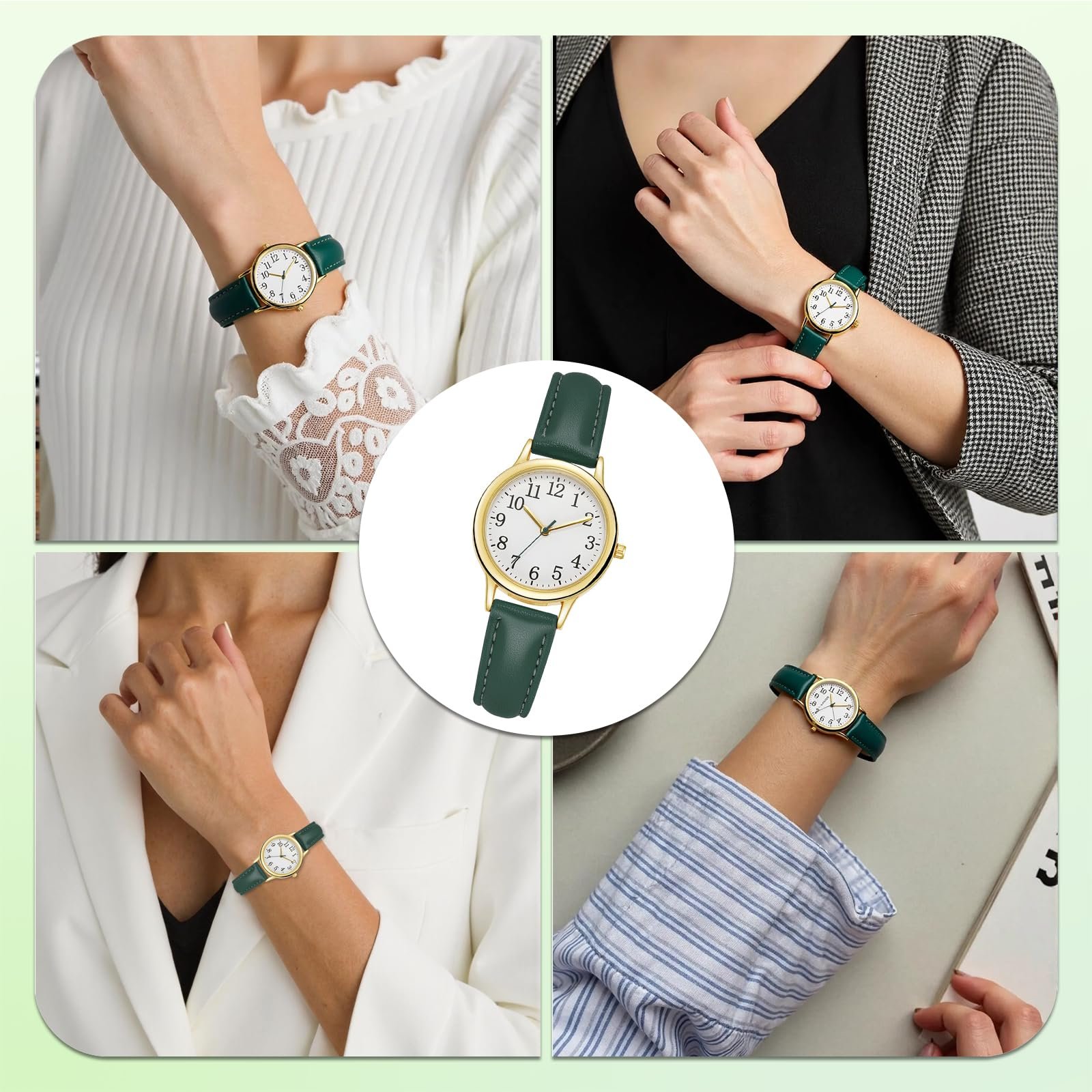 Часы наручные Ziyonix Женские Аналоговые Кварцевые Кожаный Зеленый, фото №7 Часы наручные Ziyonix Женские Аналоговые Кварцевые Кожаный Зеленый, фото №7