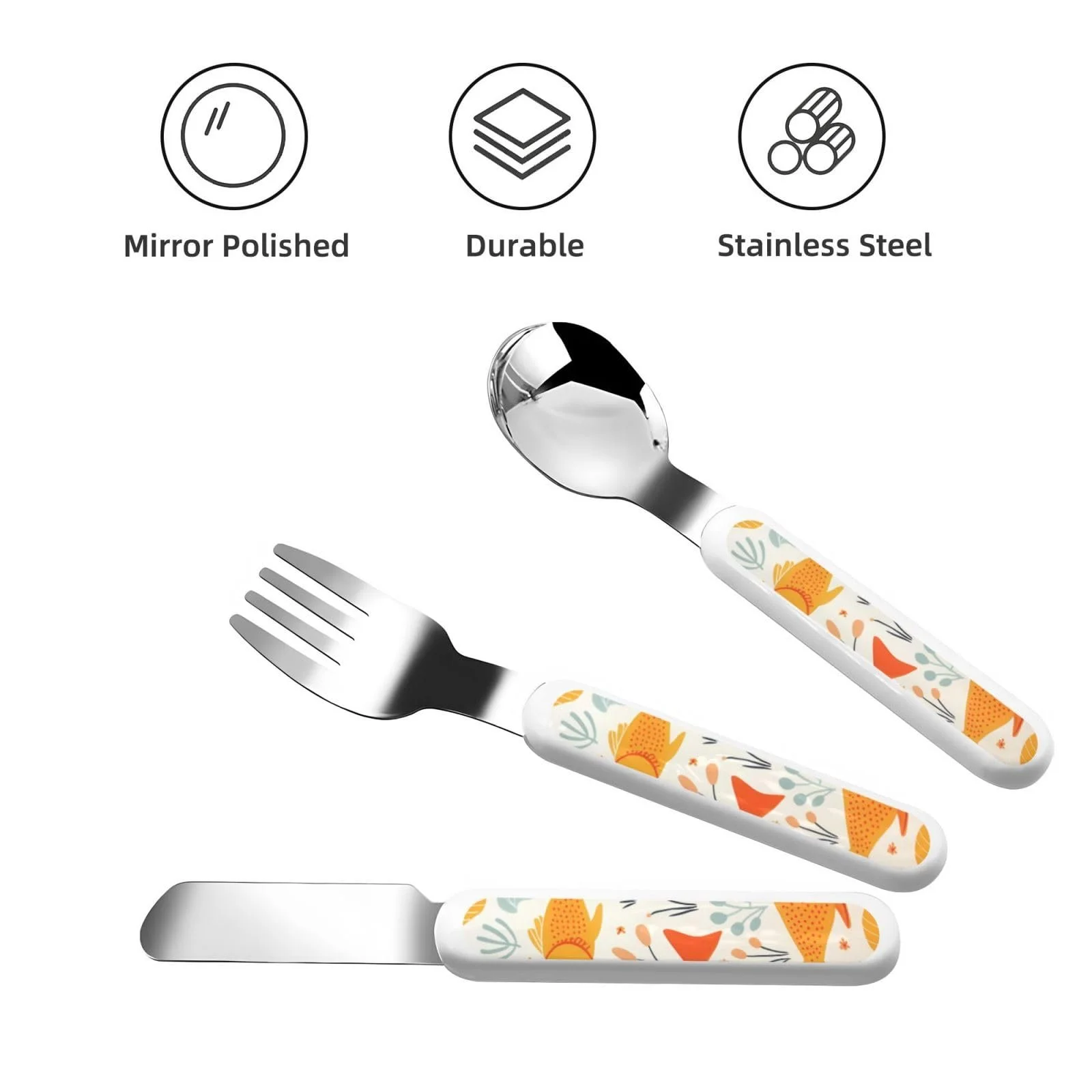 Дитячий набір столових приборів з малюнком коропів та трави, фото №2 Дитячий набір столових приборів з малюнком коропів та трави, фото №2