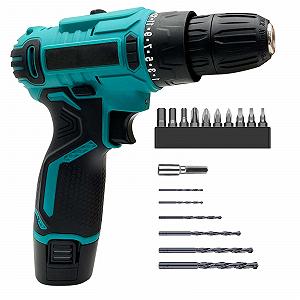 Шуруповерт бездротовий 12 В з акумулятором 3,0 Ач, 25 Нм, 2-ступінчастий, з аксесуарами з 17 предметів, для ремонтних робіт і DIY - Фото 1