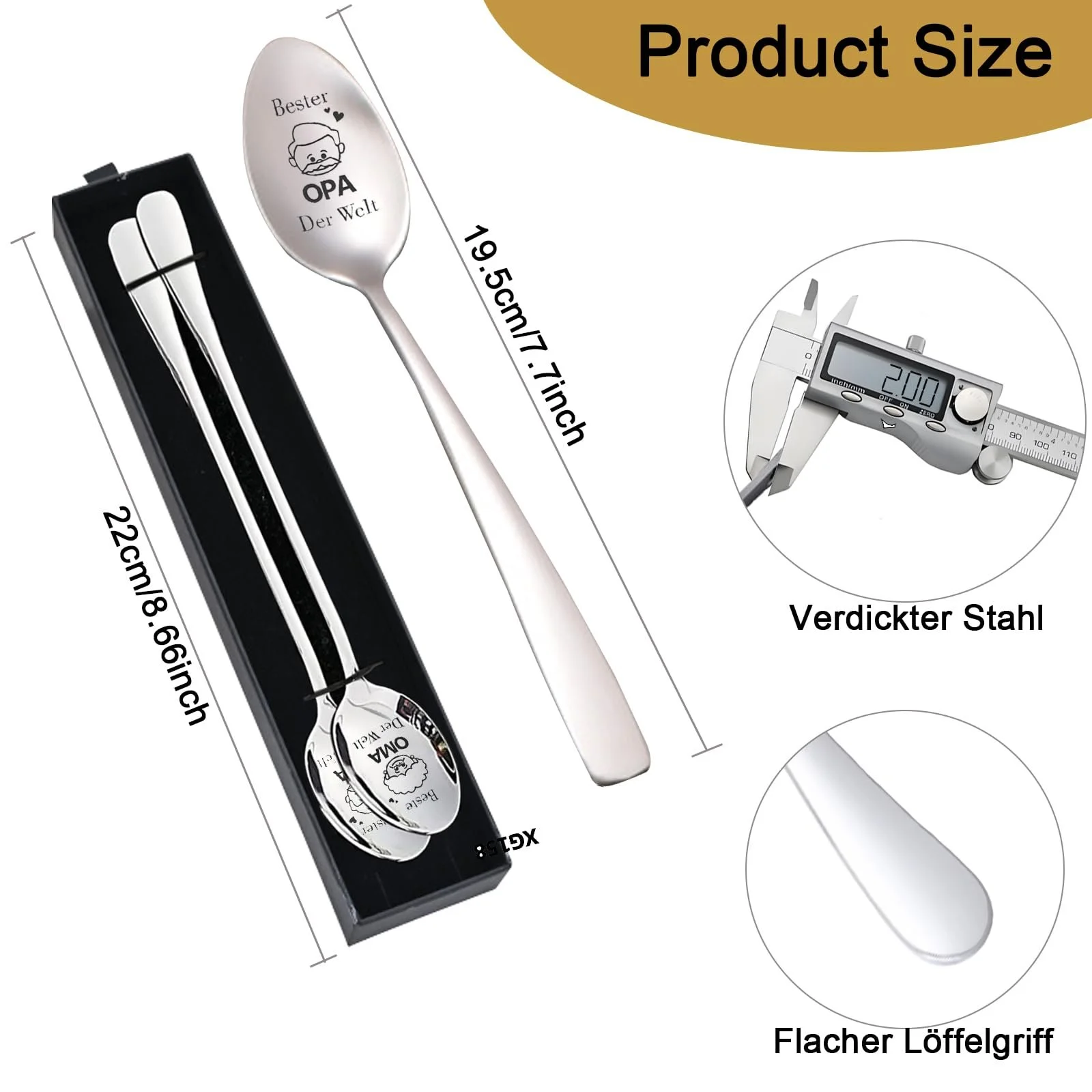 Ложка Кавова Нержавіюча сталь, паковання 2 шт., фото №6