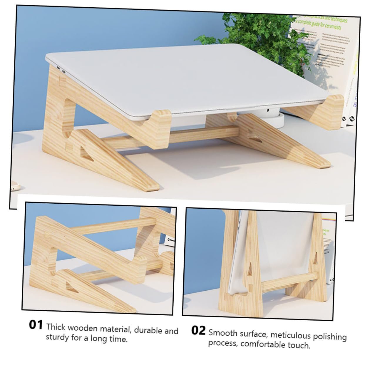 Підставка для ноутбука дерев'яна SEWACC для комп'ютера Регульована висота, фото №9 Підставка для ноутбука дерев'яна SEWACC для комп'ютера Регульована висота, фото №9