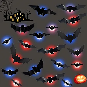 Наклейки на стіну Кажани 3D LED 24 шт. чорні synthetic.ua - Фото 1