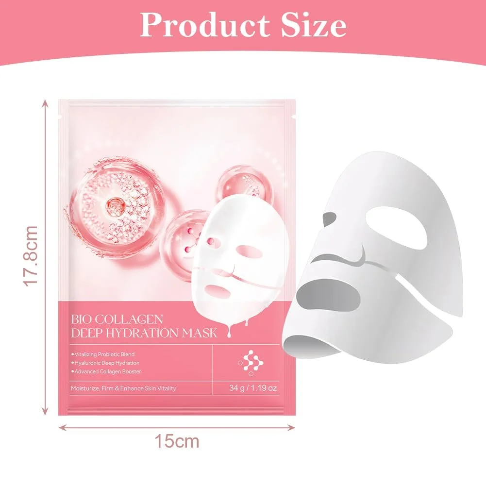 Маска LOPHE Коллаген, Набор из 4 штук, Увлажняющая ночная маска, Успокаивающая, Увлажняющая, Коллагеновая маска для всех типов кожи, Розовая, фото №2