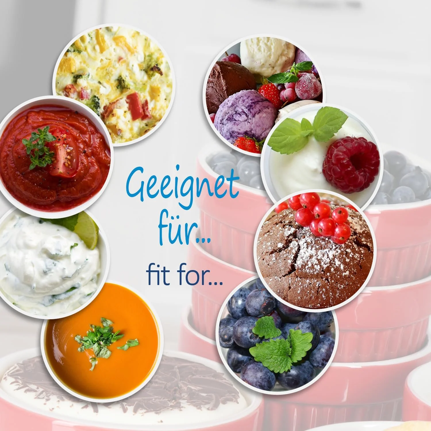 Набор форм для рагу com-four® жаропрочные для крем-брюле Красный и оранжевый, фото №4