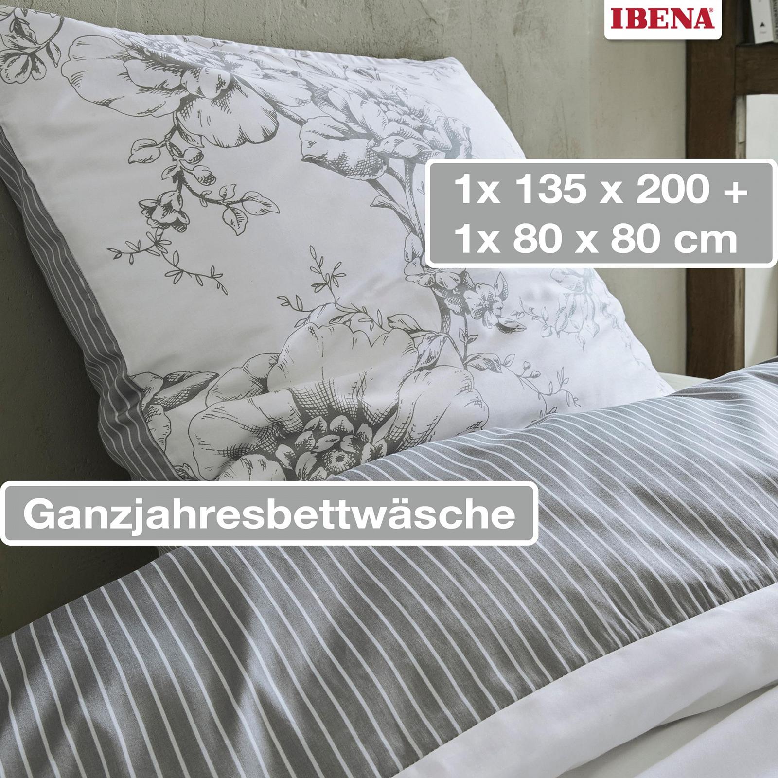 Комплект постільної білизни Ibena Zeitgeist, мако-сатин, бавовна, білий, 135 cm x 200 cm, фото №3