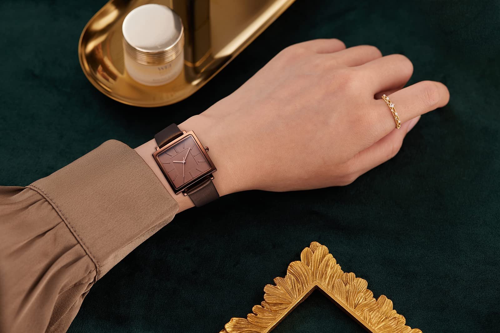 Годинник жіночий SURVAN WatchDesigner Кварцовий Круглий/Квадратний циферблат Сталь Шкіряний ремінець Водонепроникний, фото №5