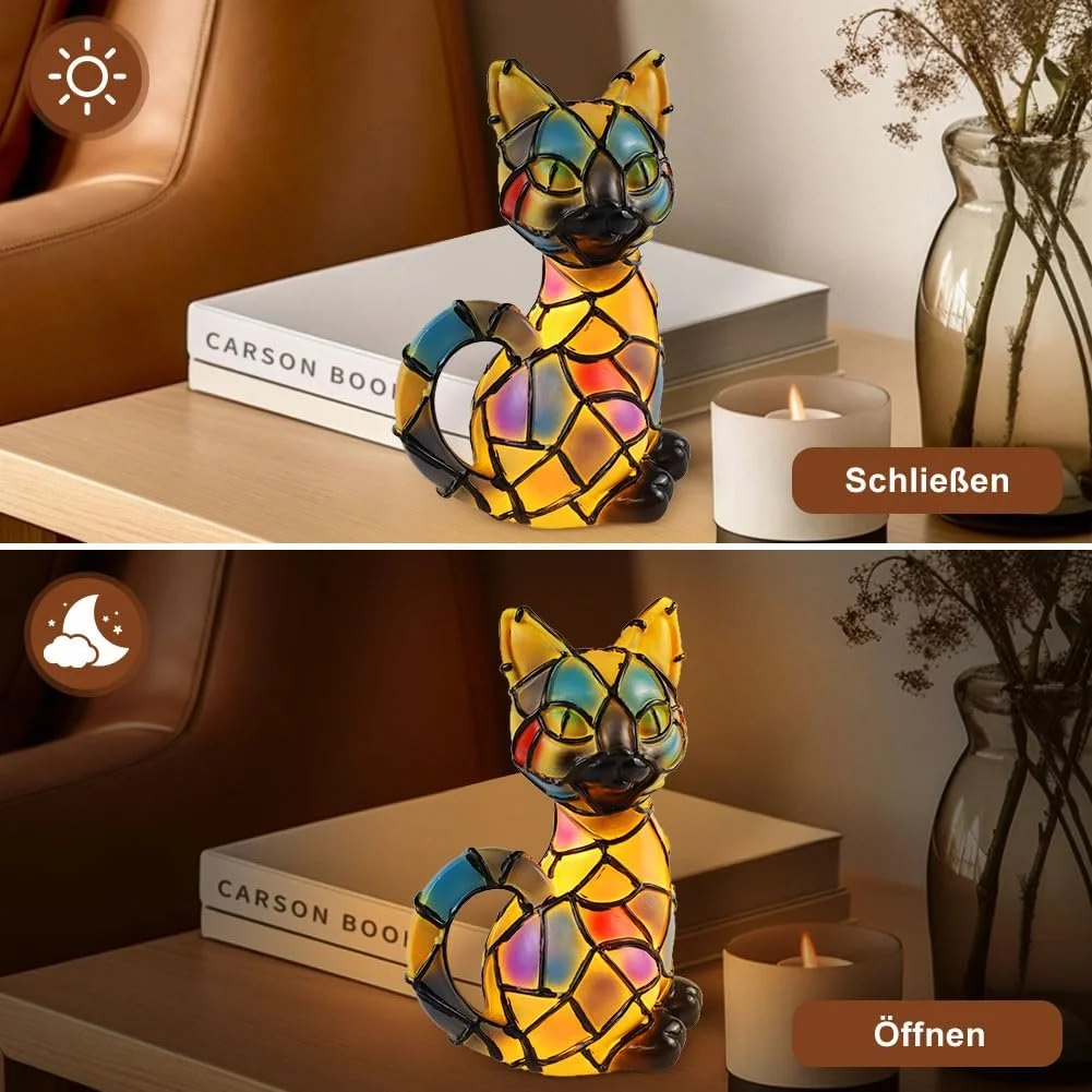 Настільна лампа Aohcae Mosaic Cat LED Tiffany полірезин USB 3D дизайн [Energy Class A], фото №6